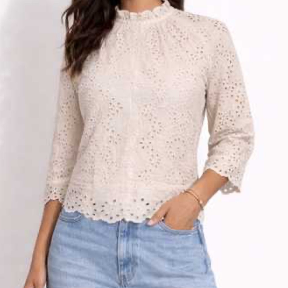 Jennifer & Grace Elegant Cream Lace Blouse